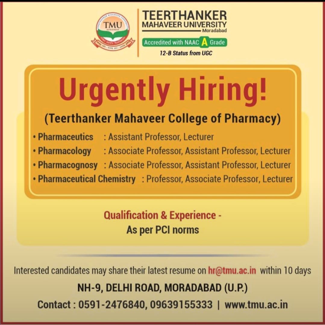 Teerthanker Mahaveer University Job Advertisement